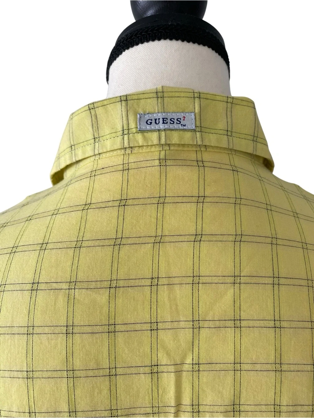 Guess Yellow Plaid Button-Down Shirt 100% cotton - Picture 4 of 8